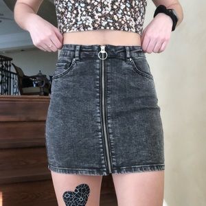 Garage black denim skirt